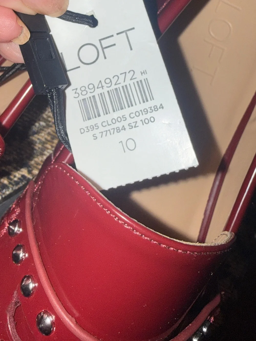 LOFT Studded Penny Loafers Burgundy Red Slip On Shoes Women’s Size 10 NWT